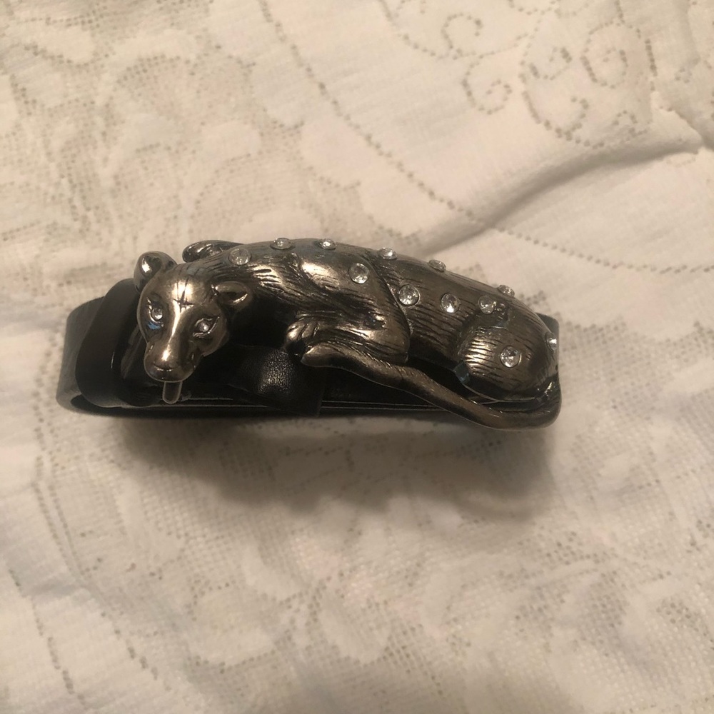 Nick & Nora panther black leather belt small